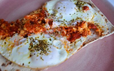 Viral TikTok Sweet Red Pepper Feta Fried Eggs