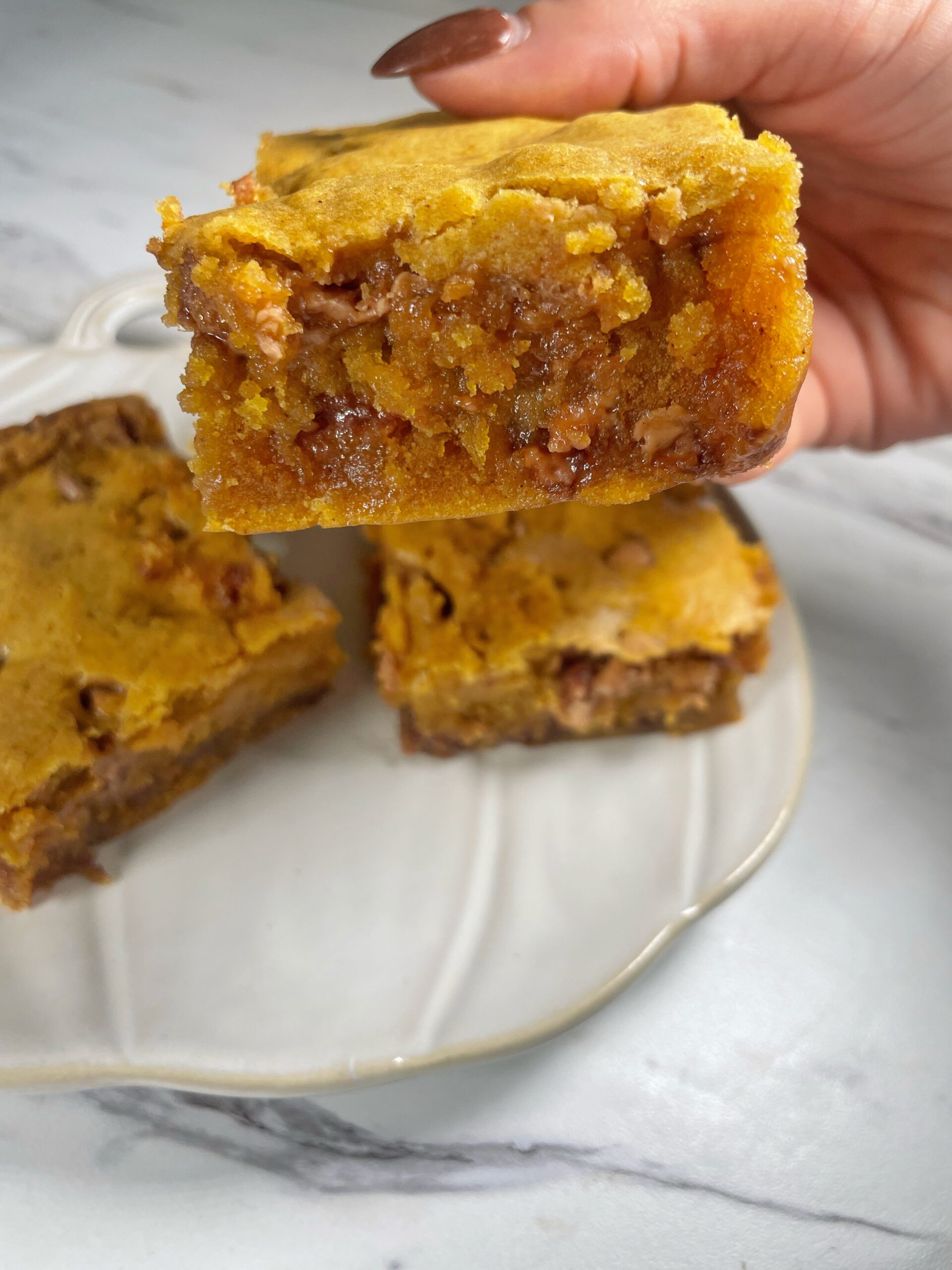 Spiced Caramel Pumpkin Blondies