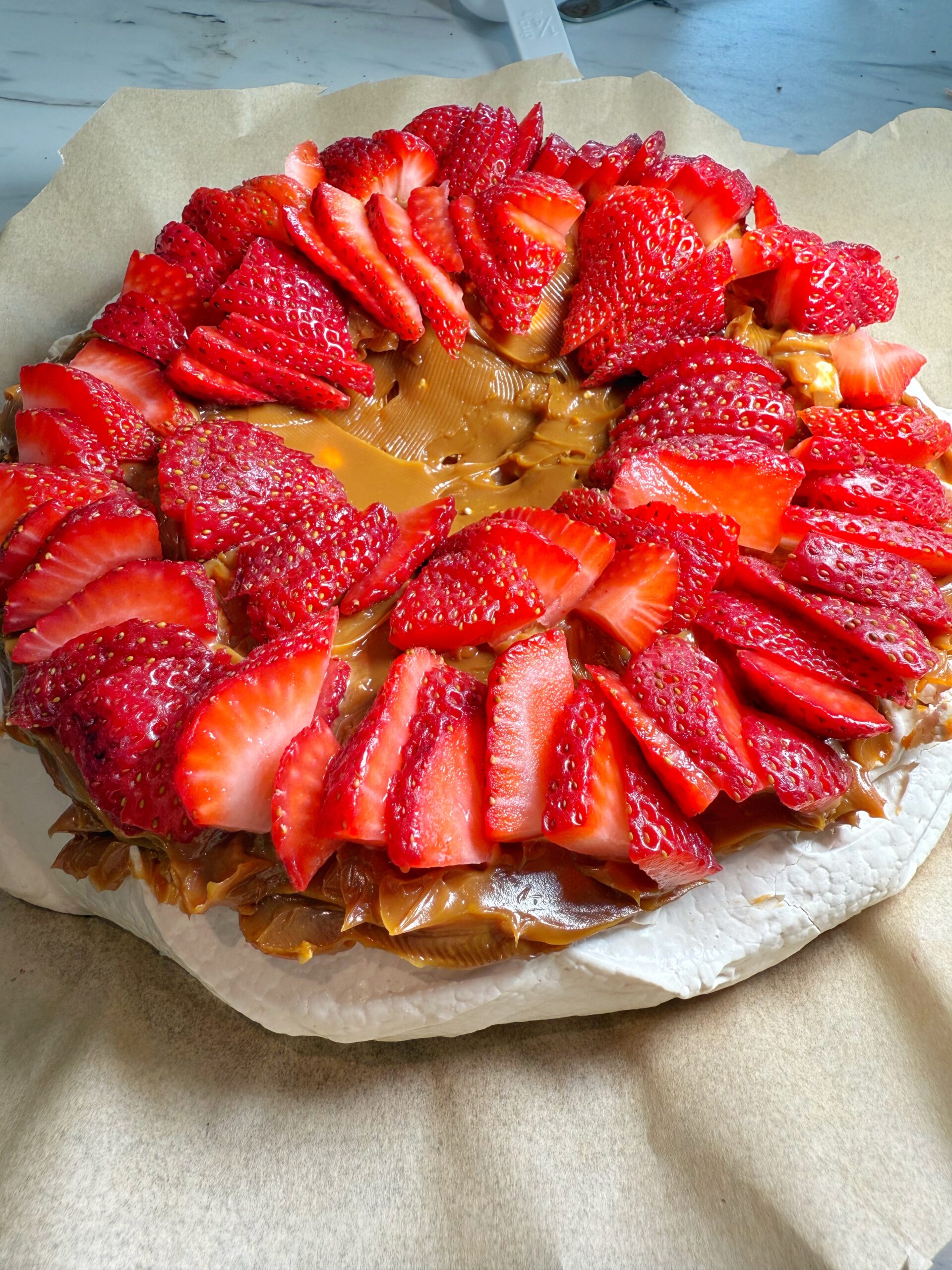 Easy Strawberry & Dulce De Leche Pavlova